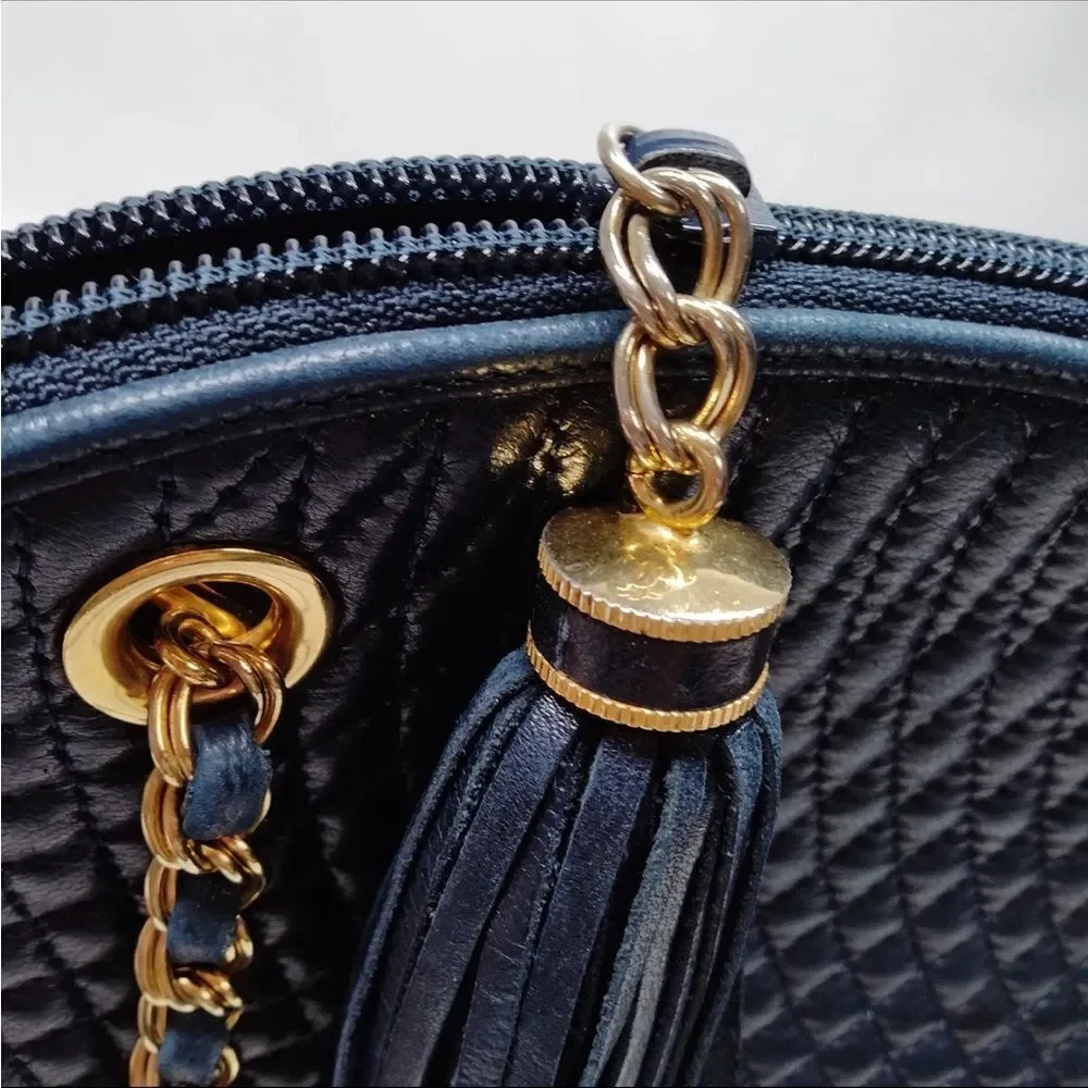 Bally Navy Quilted Shoulder Bag